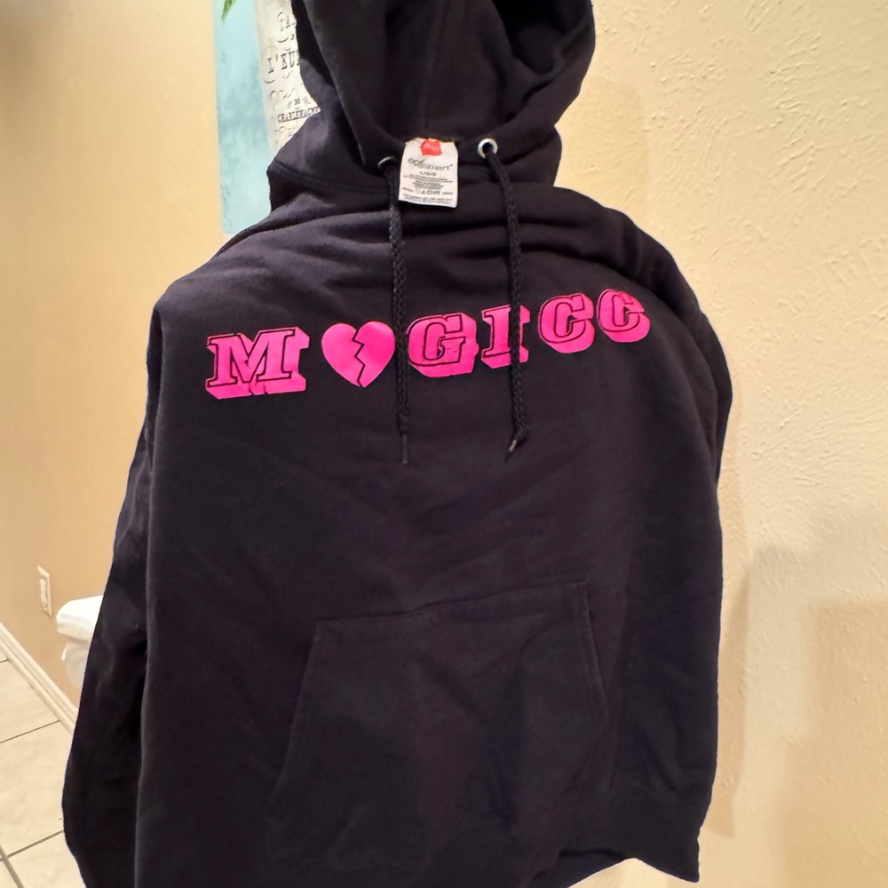 Black Hoodie with Pink Graphic